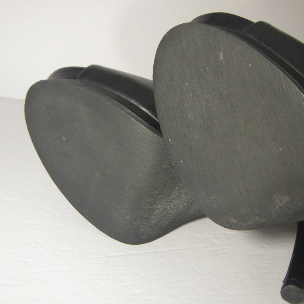 5|48 Saks Of Fifth PL-Margot Black Leather Peeptoe Open Toe Pumps Size 9/39 - Picture 6 of 12